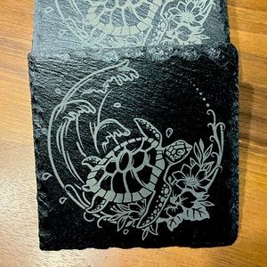 Sea turtle custom Laser Engraved Slate Coasters (6)